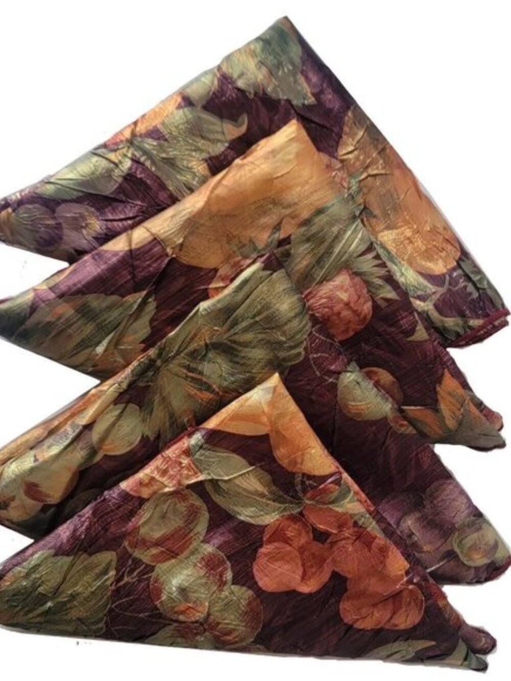 Vintage Silk Dinner Napkins - Fruit Motif (4)